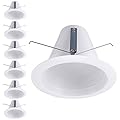 TORCHSTAR 6 Inch Recessed Can Light Trim, Air Tight Baffle Trim, IC-Rated Anti-Glare, Self-Flanged, White, Pack of 6