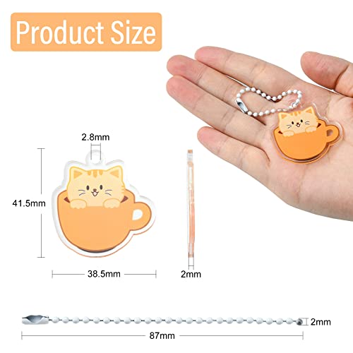 Airssory 8 Pcs Cute Coffee Cup Cat Charm Kawaii Cell Phone Charms Cute Hanging Cat Strap for Mobile Phone Backpack Wallet Keychain Pendant Accessories