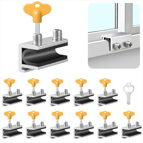 Sliding Window Lock 12 Sets，Adjustable Aluminum Stopper for Window Security