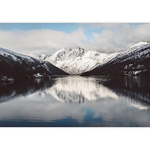 Wall26 - Snow Mountain With Reflection In The Lake - Removable Wall Mural | Self-Adhesive Large Wallpaper - 100X144 Inches #TOP20
