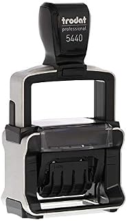 Trodat 5440/L Professional Self Inking Date Stamp with 4 English Phrase Options  Date Red, Text Blue, 81 x 46 x 155 mm