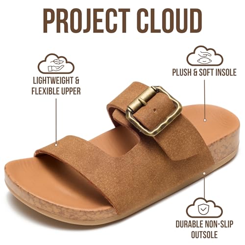 Image of Project Cloud Girls Sandals - Adjustable Buckle Girls Slides with Plush and Soft Insole Kids Sandals - Non-Slip and Lightweight Slides for Kids
