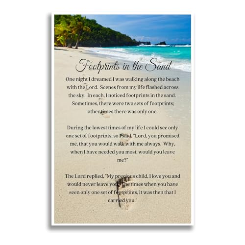 Footprints in The Sand Wall Art -Jesus Christian Poem Canvas Print Poster Motivational Office Room Aesthetics Decor (White,16X24inch-Unframed)