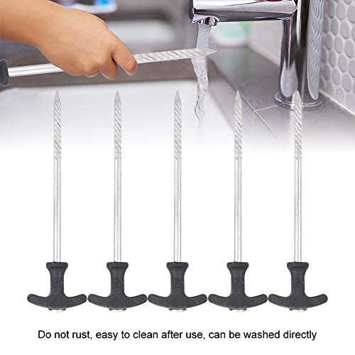 キャンプスクリューネイル、5PCSステンレス鋼テントペググランドネイルスクリューネイルステークス用凍結土壌アイス表面 4枚目