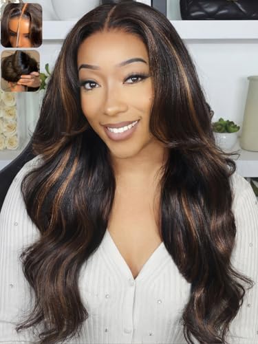 KLAIYI Pre everything™ 13x4 Lace Frontal Yaki Straight Ombre Chestnut