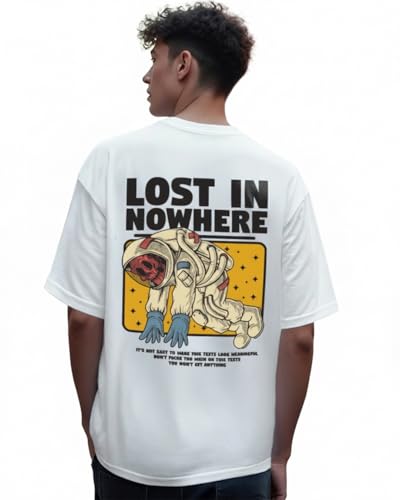 Image of Bewakoof Men's Cotton Printed Oversized Fit Half Sleeve Round Neck T-Shirt | Casual Wear | Street Wear | Oversized t Shirt for Men Cotton | Baggy
