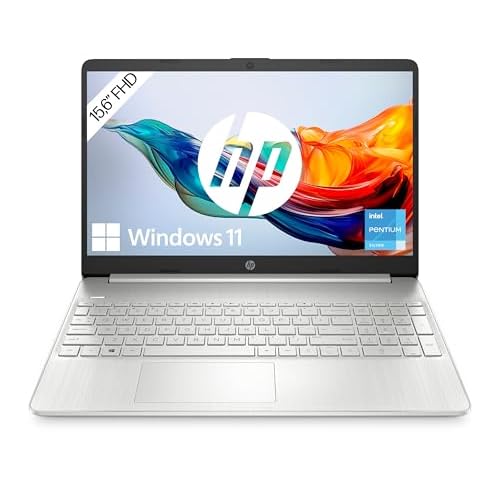 HP Laptop 15,6 Zoll FHD Display, Intel Pentium Silver N6000, 8GB DDR4 RAM, 256GB SSD, Intel UHD Grafik, QWERTZ Tastatur, Windows 11, Silber