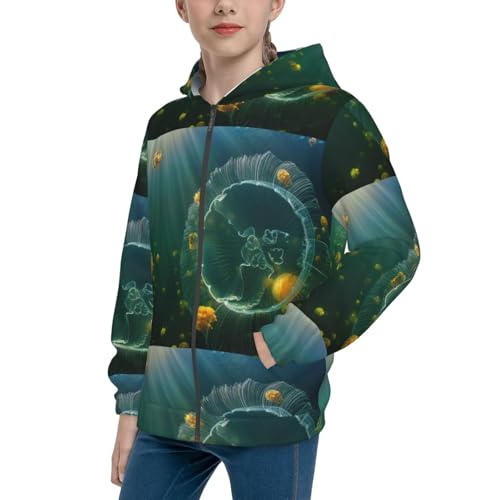 Jelly Fish Kid Hoodies Boys Zip Up Sweatshirts Girls Pullover with Pocket