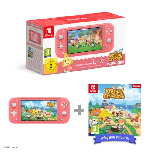 Full Product Name: Nintendo Switch Lite (Coral) + Animal Crossing: New Horizons Dedicated to handheld play The Nintendo Switch Lite system is a small and light system at a great price. With a built-in +Control Pad, and a sleek, unibody design, this system is great for on-the-go gaming.