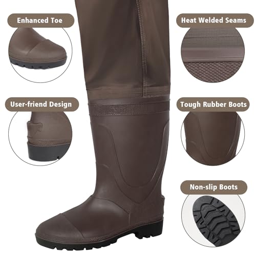 Trudave Chest Waders for Men with Boots, 2-Ply Nylon/PVC Waterproof Fishing & Hunting Waders for Men and Women