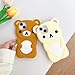 Ultra Thick Soft Silicone Case for Apple Teddy Bear Animal 3D Cartoon Japanese Cute Lovely Adorable Kawaii Kids Girls Women (Beige, for iPhone 15)