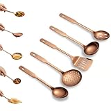Amco 5-Piece Stainless Steel Cooking Utensil Set, Copper Finish - Includes Kitchen Ladle, Slotted Turner, Skimmer, Solid Spoons - 14' with Hanging Holes for Easy Storage, Durable Kitchen Gadgets