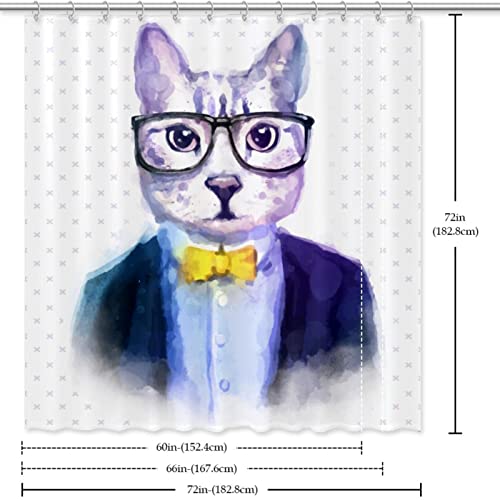 Rideau de douche de qualité supérieure motif chat hipster lavable