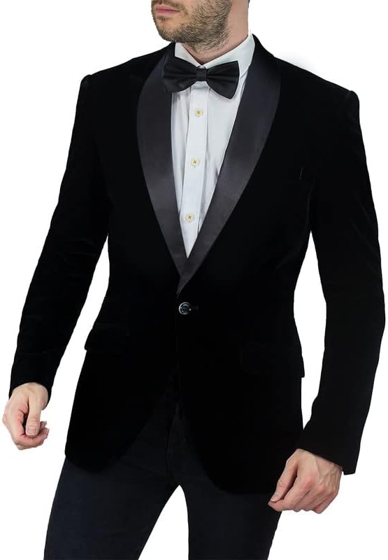 Men's 2 Piece Velvet Tuxedo Suits Classic Peaked Lapel Jacket Blazer for Wedding Business Dinner Prom