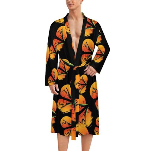 Bata de baño para hombre de longitud media y ligera con estampado de mantis religiosa
