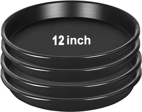 NABAOXUN 4Pack 12Inch Plastic Drip Trays Plant Saucers for Indoors Outdoor Plant, Thick Heavy Durable Sturdy Flower Pot Trays for Pots Planter, Black…