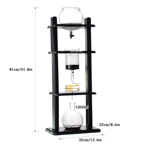 Kaltbriech Tropfturm wiederverwendbares Glas-Eiste-Kaffeemaschine, das vertikale Glasbehälter und Holzständer 5-8 Tassen, wiederverwendbares transparentes Eiskalter Brew Dripper für kommerzielles 3 Kaltbriech Tropfturm wiederverwendbares Glas-Eiste-Kaffeemaschine, das vertikale Glasbehälter und Holzständer 5-8 Tassen, wiederverwendbares transparentes Eiskalter Brew Dripper für kommerzielles