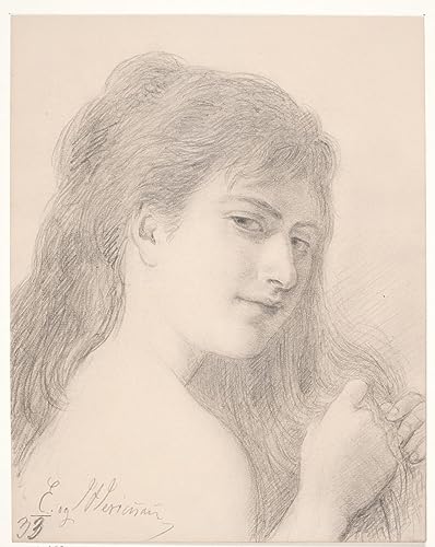 Femme tresse ses cheveux poster toile Elisabeth Jerichau Baumann art intime