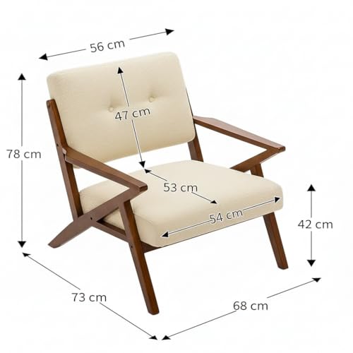 Image of Premium Sheesham Wood Arm Chair with Cushion || Cane Chairs for Balcony || Wooden Dining Chair for Living Room Furniture, Armrest Chair Garden Chairs Outdoor & Indoor || Brown Finish