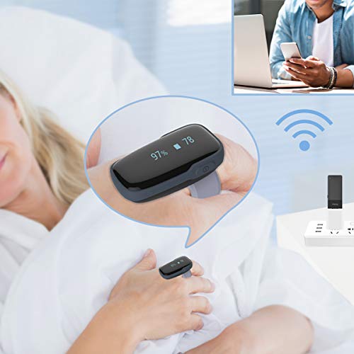 ViATOM Monitor Remoto de Oxígeno con Enlace WiFi para Monitoreo Continuo, Frecuencia Cardiaca SP-O2 Compartiendo Dos Usuarios para la Familia/Cuidado Clínico, Monitoreo de Sueño por Bluetooth