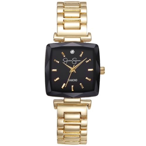 Jessica Simpson Diamond Collection Women's Square Dial Watch, Metal Band, Classic Quartz Movement, Elegant Dress Watch