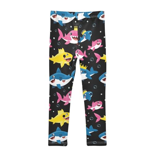 Shark Crown Bubbles Girls' Leggings Toddler Doodles Cute Kids Yoga Pants Dance Active Tights 4T2