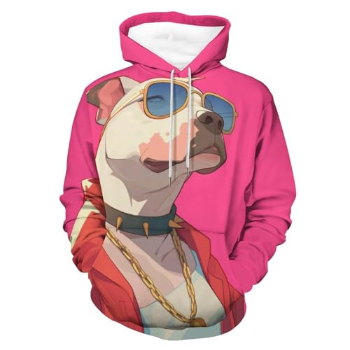 Sweat à Capuche Imprimé Cool Dog Hoodie Manches Longues Taille S