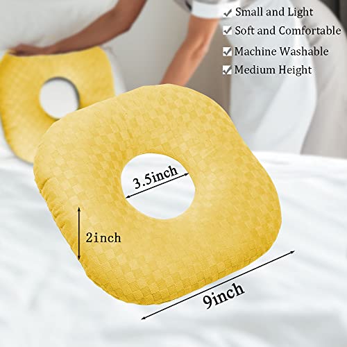 Image of Ear Piercing Pillow for Side Sleepers, Pillow with an Ear Hole for CNH and Ear Pain Ear Inflammation Pressure Sores, O-Shaped Side Sleeping Pillow, Ear Guard Pillow(Yellow)
