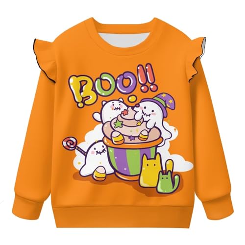 Long Sleeve Sweatshirt for Girls 1-8T Ruffle Shoulders Hoodie for Kids Soft Comfy Tops for Toddler Crewneck Top