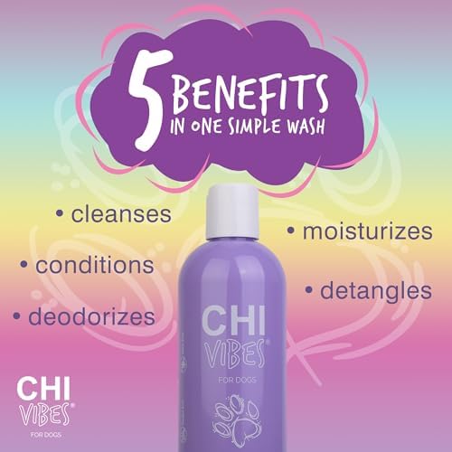 CHI Vibes, Dog Shampoo & Conditioner, 5-in-1, Deodorizing, 12 fl oz | Cleanses, detangles, moisturizes, and helps de-shed; vegan, paraben-free, gluten-free formula made in USA, flip-cap bottle - image 2