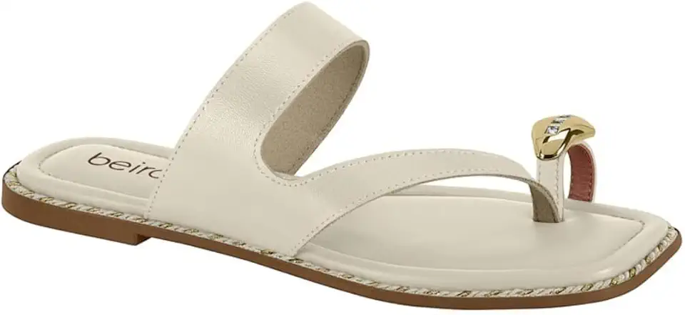 Sandália Rasteira Feminina Beira Rio – Dedo Dourada, Conforto, Leve e Uso No Dia a Dia