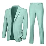 Men Suit Slim Fit 2 Pieces Suit Blazer Pants Set Solid Mint Green Dress Suit for Prom Groom Wedding Homecoming Suit Men Tuxedo L