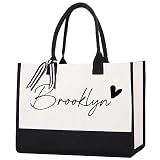 Promistill Personalized Tote Bag for Women Custom Beach Bag Monogram Tote Bag Bride Bridesmaid Gift