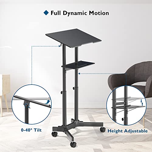 Image of BONTEC Lecterns & Podiums Portable Mobile Standing Laptop Desk, Sit Stand