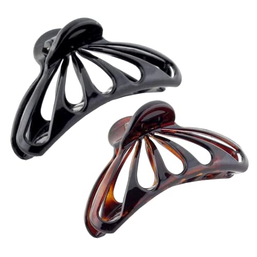 Parcelona French Rain Drop Tortoiseshell Claw Clips (2-pack, 4 inches)