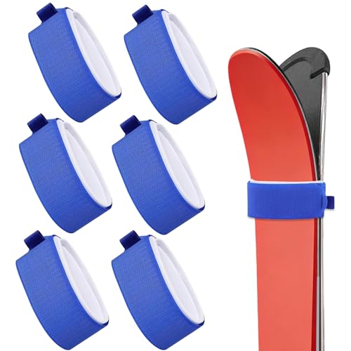 iKALULA 6 Pezzi Cinghie da Sci Regolabile, Cinghie da Sci, Versatile Fasce di Fissaggio per ski, Regolabili Fascette da ski in Eva Fascette da Scis, Accessori per Il Trasporto di Scis e Bastoncini
