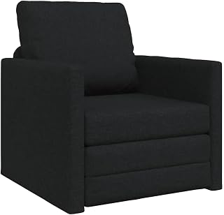 vidaXL Sofá Cama de Suelo 2 en 1 Negro 74X77X81 cm Tela cómoda Muebles de sillón para Interiores con Cierre de Cremallera, fácil de cuidar, Compacto y Convertible, Ideal para Apartamentos y Sala de