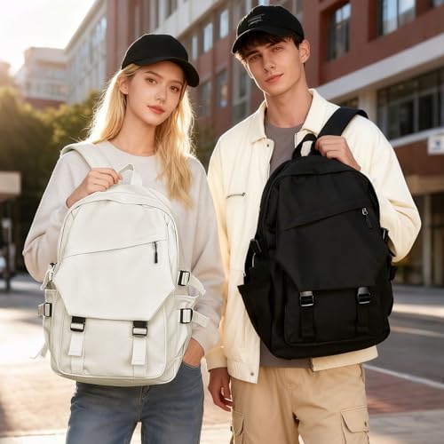 Image of coowoz School Backpack for Men Women College Bookbag Waterproof Lightweight Black Backpack Mochilas Book Bag Rucksack Casual Daypack School Bag for Boys Girls