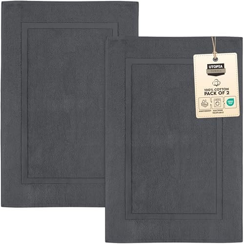 Utopia Towels Cotton Banded Rug, Bath Mats, Not a Bathroom Rug, 2...