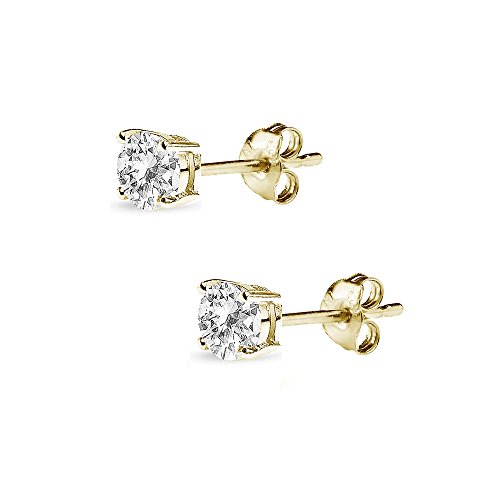 Sterling Silver White Topaz Round-Cut Solitaire Stud Earrings2