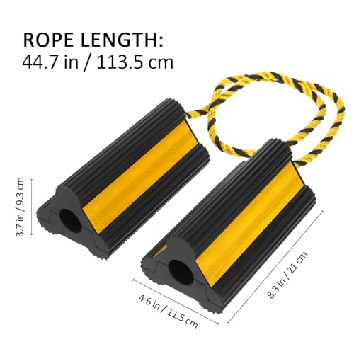 Image of Heavy Duty Wheel Chocks with Shock Absorber for Rv Trailers and Trucks Non Slip Rubber Tire Stoppers with Reflective Tape and Nylon Rope 60.75 Inch Stabilizer Blocks for Travel Trailers