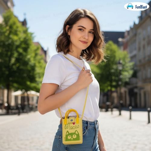 Image of FunBlast Crossbody Mobile Sling Bag for Women - Stylish Phone Pouch with Strap & Silicone Handle, Keychain, Coin, Cosmetics Purse, Cute Utility Bag for Girls & Women