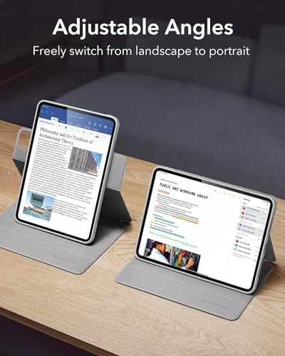 Image of ESR for iPad Pro M5 /M4 13 Inch Cover, iPad Pro 13 Case 2025 /2024 with Pencil Holder, Removable Magnetic Cover, Vertical Stand, Fully Supports Pencil Pro and Pencil (USB-C), Rebound 360 Series, Grey