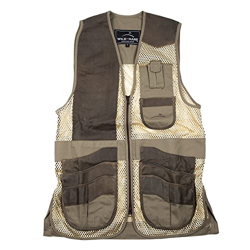 Wild Hare Shooting Gear Range Vest - Sage with Distressed Leather (Medium, Right)