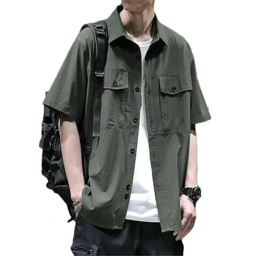 Chemise décontractée boutonnée à manches courtes et poches poitrine