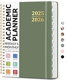 Academic Planner 2025-2026, Weekly and Monthly Calendar Planner Book, July 2025 – June 2026, Hardcover Organizer with Tabs, Perfect for Teachers, Students, Women & Men, A5 (6.4' x 8.5') - Spring