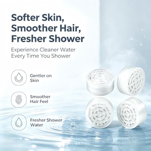 4 Pack Shower Head Filter Replacement Cartridges, Hard Water Softener Shower Filter Removes Chlorine & Fluoride, Reduces Dissolved Solids & Impurities - 2