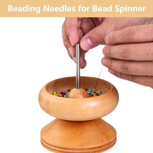 5 Pcs Bead Spinner Needles，Stainless Large Eye Curved Beading Needles，Clip-Style Beading Needles with Handle, for Beading Bracelet Necklace Jewelry Making for Clay Beads Seed Beads - Thumbnail 3