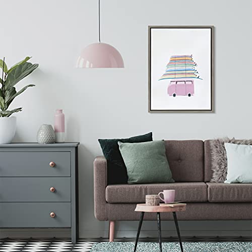 Kate and Laurel Sylvie Beachbound and Down Framed Canvas Wall Art by Rachel Dowd, 18x24 Gray, Rainbow Coastal Art for Wall by Kate and Laurel - Image 2
