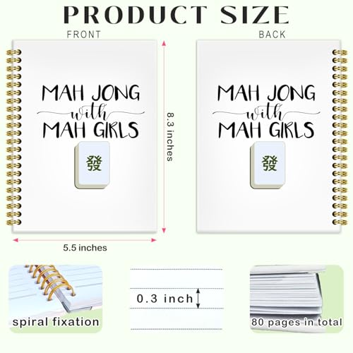 Carnet de notes Mahjong de 14 x 21 cm avec couverture rigide à spirale - 2